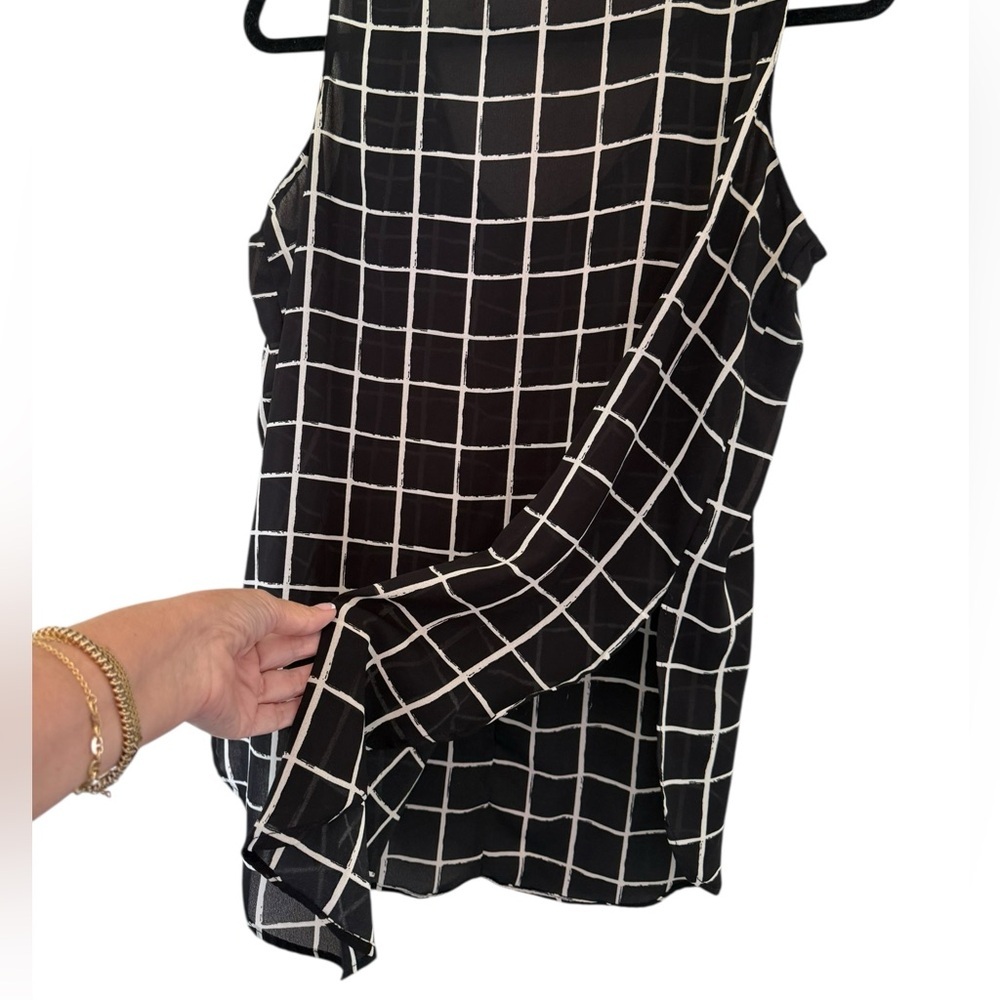 Japna Black and White Plaid Blouse Size Large - Picture 2 of 5